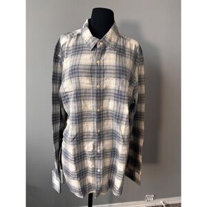 American Eagle‎ Super Soft Plaid Flannel Button Up Shirt, Mens Large blue NWT